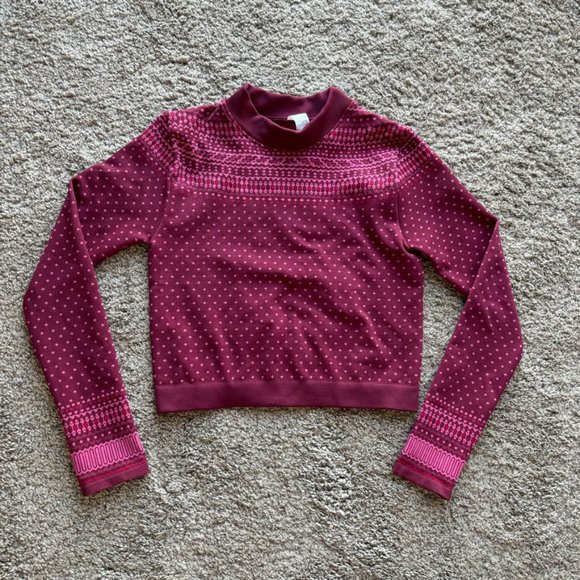 Fabletics Holly Seamless Long Sleeve Top, Fair Isle Purple, Women's Large - Picture 2 of 7